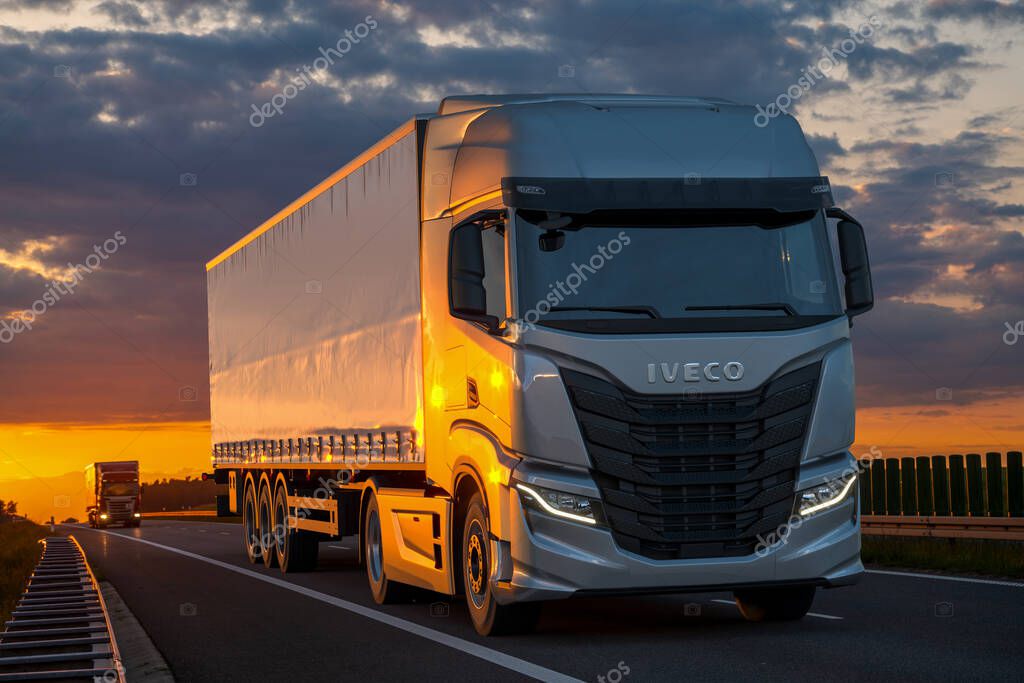 Modern IVECO S-WAY truck on the motorway