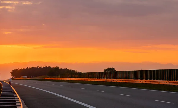 Empty Highway Spectacular Sunset — Stock Photo, Image