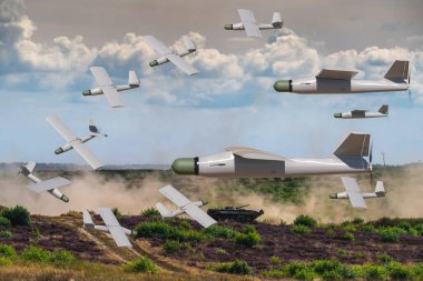 Loitering munitions system above the battlefield