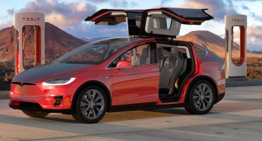 Tesla Model X at supercharger station