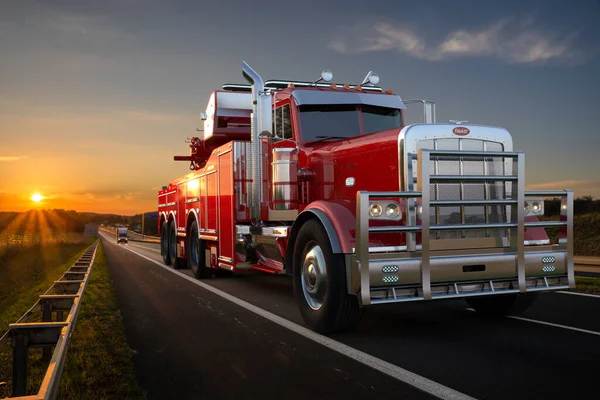 Peterbilt Wrecker Tow Truck Highway — Stockfoto