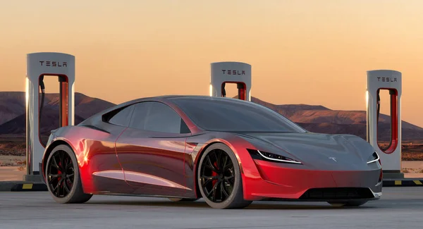 Tesla Roadster Fast Charging Station — Foto de Stock
