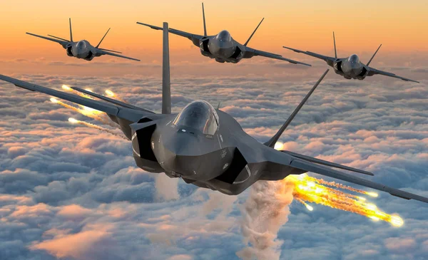 Lockheed Martin Lightning Formation Flight Clouds — Stockfoto