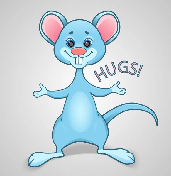 Blauwe muis wil knuffel — Stockvector