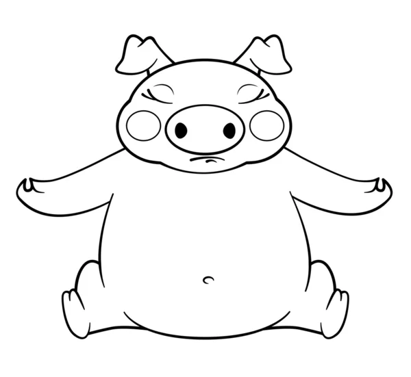 Livre à colorier cochon yoga — Image vectorielle
