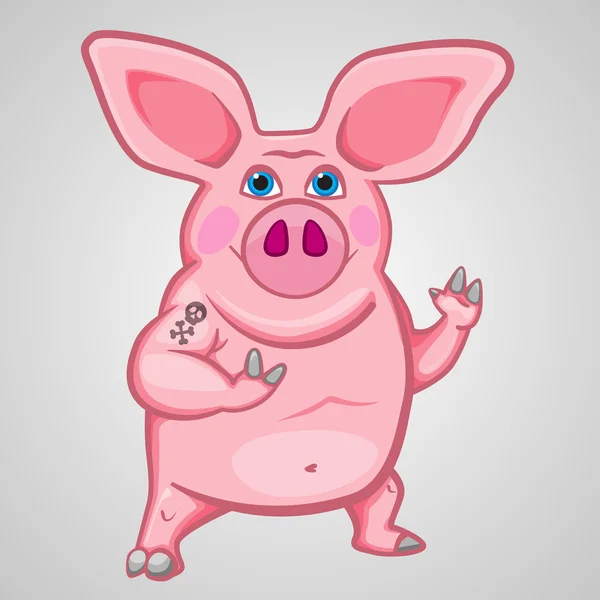 Cerdo con tatoo — Vector de stock