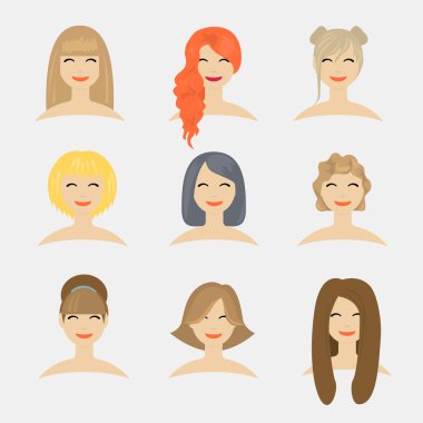 düz modern tasarım vektör illüstrasyon kavramı saç modelleri.