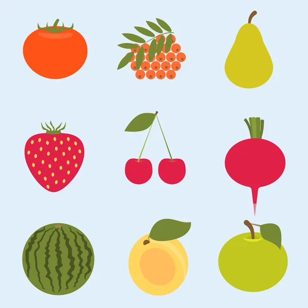 Plat modern ontwerp vector illustratie concept van groenten en fruit. — Stockvector