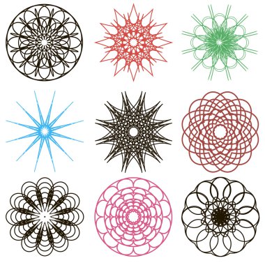 yuvarlak süsleme ayarlayın. vektör spirographs