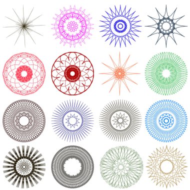 çeşitli form ve renk spirographs bir vektör çizim