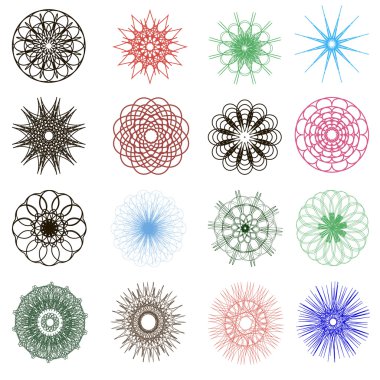 yuvarlak süsleme ayarlayın. vektör spirographs
