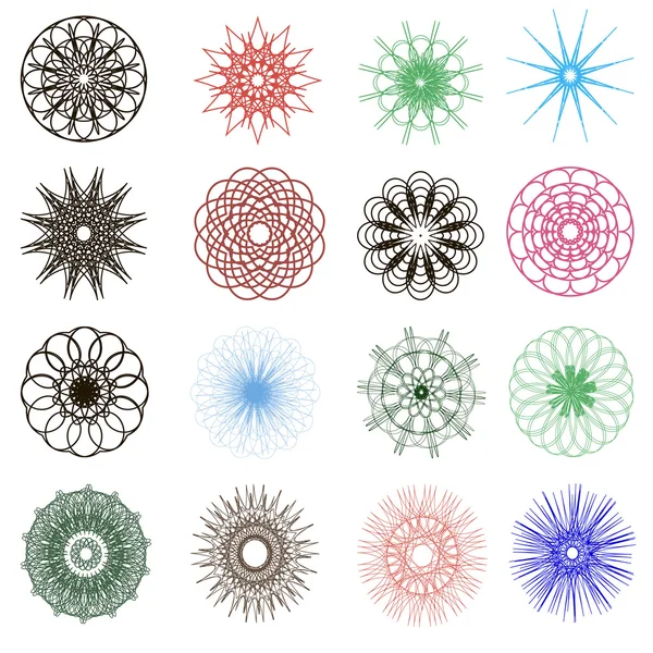 Round ornament set. Vector spirographs — Stock Vector