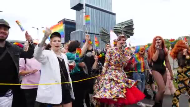 Katowice Polonya Eylül 2022 Lgbt Eşitlik Yürüyüşü Onur Yürüyüşü Gökkuşaklı — Stok video