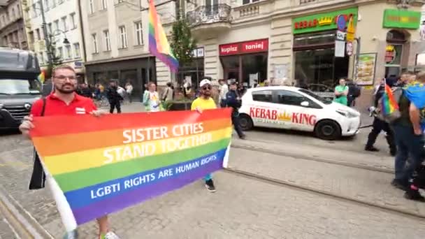 Katowice Polsko Září 2022 Lgbt Pochod Rovností Hrdá Přehlídka Mladí — Stock video