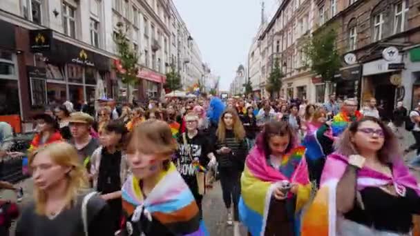 Katowice Polen September 2022 Hbtq Jämställdhet Marsch Stolthet Parad Unga — Stockvideo