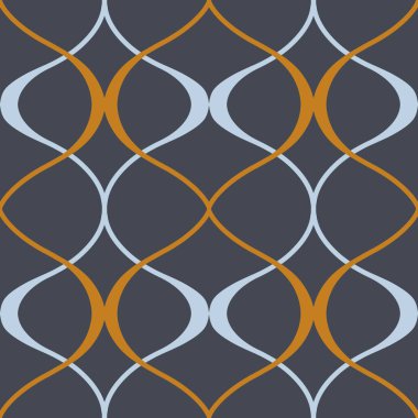 Kusursuz geometrik desen. Klasik tarzda dekoratif duvar kağıdı. Koyu gri arkaplanda mavi ve altın bir süs.