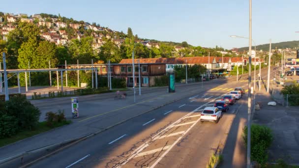 Time Lapse Traffic Sunset Zurich Switzerland — Stock Video