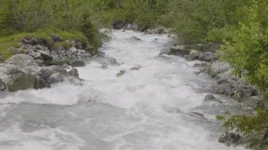 İsviçre Alplerinde nehir. River Schchen, Schchental Vadisi, Canton Uri, İsviçre.