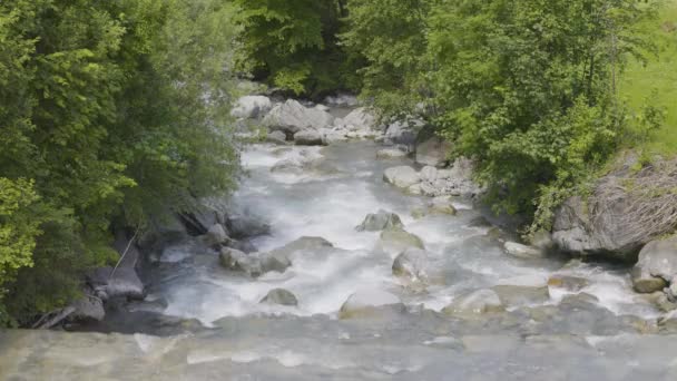 Rio Nos Alpes Suíços River Schchen Schchental Valley Canton Uri — Vídeo de Stock