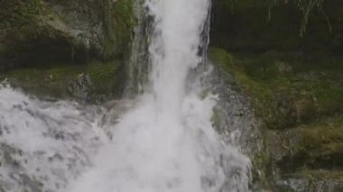Dağlarda şelale. Kempten yakınlarındaki Chmptner şelalesi, Wetzikon, İsviçre 'deki Zürih Kantonu.