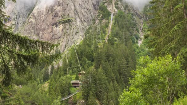 Timelapse Vista Sobre Gelmer Funicular Ferrovia Cabo Dos Funiculares Mais — Vídeo de Stock