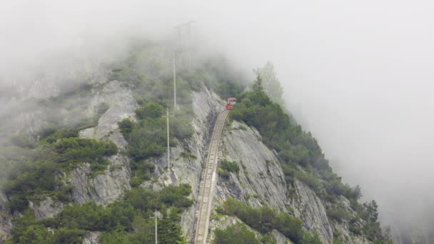 Вид Gelmer Funicular Кабельну Залізницю Одну Найкрутіших Фунікулярних Швейцарії Долина — стокове відео
