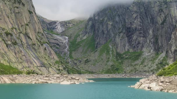 Timelapse Pemandangan Danau Gelmersee Danau Gelmer Hidroelektrik Reservoir Tinggi Pegunungan — Stok Video