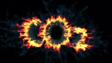CO2 emisyonları, ekoloji konsepti. Siyah arka planda CO2 metni yanıyor. Harflerden çıkan alevler. 3B Hazırlama.
