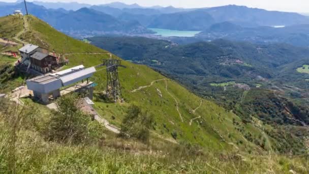 Timelapse Teleférico Operando Durante Verão Teleférico Nos Alpes Suíços Com — Vídeo de Stock
