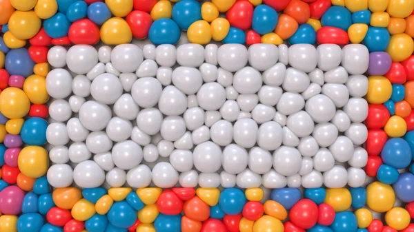 Rektangel Omgiven Blanka Färgglada Ballonger Rendering — Stockfoto