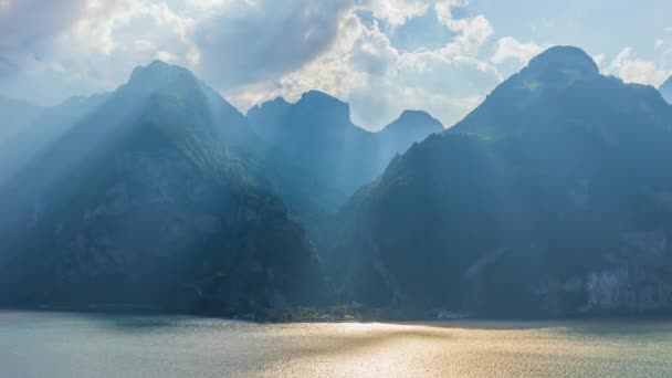 Time Lapse Sunrays Rocky Mountains Beautiful Sunset Sunrays Swiss Alps — Video