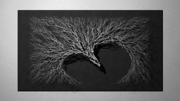 Tree Concept Black White Background Rendering — Zdjęcie stockowe