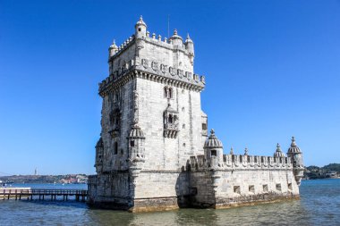 Belem Kulesi - Tagus Nehri. Belem Torre, Lizbon, Portekiz. Belem Turu Lisbonne Portekiz.