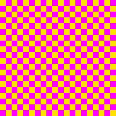 İki renkli dama tahtası. Dama tahtasının Magenta ve Sarı renkleri. Satranç tahtası, dama tahtası dokusu. Kare deseni. Geçmişi. Tekrarlanabilir doku.