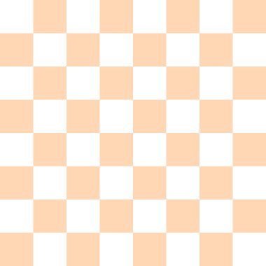 Dama tahtası 8 'e 8. Kayısı ve beyaz renkli dama tahtası. Satranç tahtası, dama tahtası dokusu. Kare deseni. Geçmişi. Tekrarlanabilir doku.