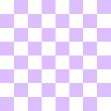 Dama tahtası 8 'e 8. Lavanta ve beyaz satranç tahtası renkleri. Satranç tahtası, dama tahtası dokusu. Kare deseni. Geçmişi. Tekrarlanabilir doku.