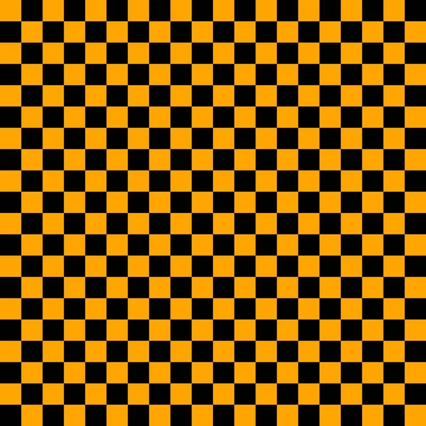 2色のチェックボード チェックボードの黒とオレンジの色 チェスボード チェッカーボードのテクスチャ 正方形のパターン 繰り返される質感 — ストック写真