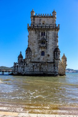Belem Kulesi - Tagus Nehri. Belem Torre, Lizbon, Portekiz. Belem Turu Lisbonne Portekiz.