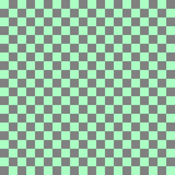 2色のチェックボード チェッカーボードのグレーとミントの色 チェスボード チェッカーボードのテクスチャ 正方形のパターン 繰り返される質感 — ストック写真