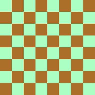 Dama tahtası 8 'e 8. Dama tahtasının kahverengi ve nane renkleri. Satranç tahtası, dama tahtası dokusu. Kare deseni. Geçmişi. Tekrarlanabilir doku.