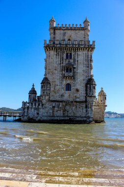 Belem Kulesi - Tagus Nehri. Belem Torre, Lizbon, Portekiz. Belem Turu Lisbonne Portekiz.