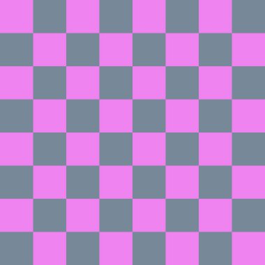 Dama tahtası 8 'e 8. Dama tahtasının açık gri ve mor renkleri. Satranç tahtası, dama tahtası dokusu. Kare deseni. Geçmişi. Tekrarlanabilir doku.