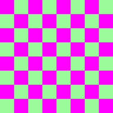 Dama tahtası 8 'e 8. Dama tahtasının soluk yeşil ve Magenta renkleri. Satranç tahtası, dama tahtası dokusu. Kare deseni. Geçmişi. Tekrarlanabilir doku.