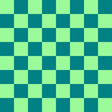 Dama tahtası 8 'e 8. Teal ve Dama tahtasının açık yeşil renkleri. Satranç tahtası, dama tahtası dokusu. Kare deseni. Geçmişi. Tekrarlanabilir doku.