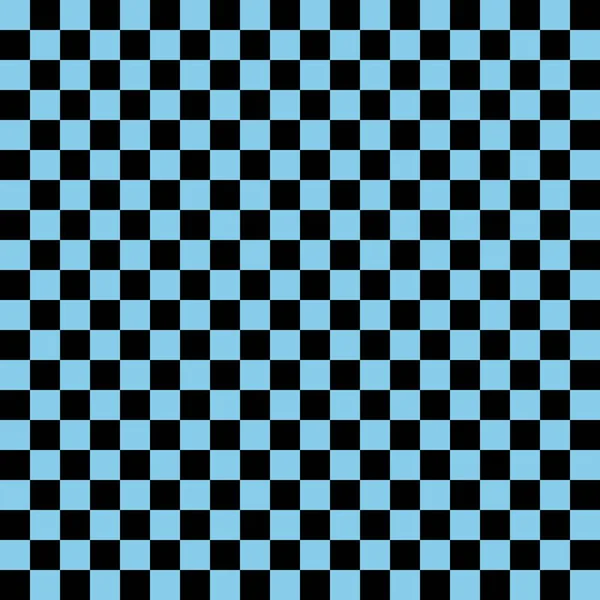 2色のチェックボード チェッカーボードの黒と空の青の色 チェスボード チェッカーボードのテクスチャ 正方形のパターン 繰り返される質感 — ストック写真