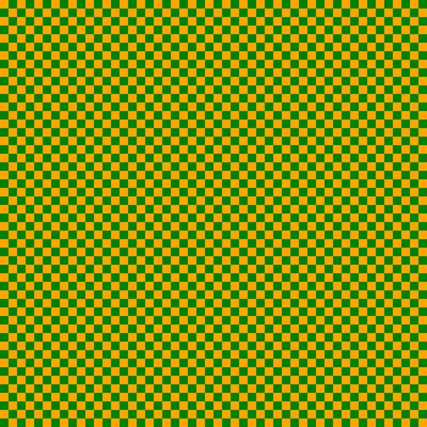 非常に小さな正方形のチェッカーボード チェッカーボードの緑とオレンジの色 チェスボード チェッカーボードのテクスチャ 正方形のパターン 繰り返される質感 — ストック写真