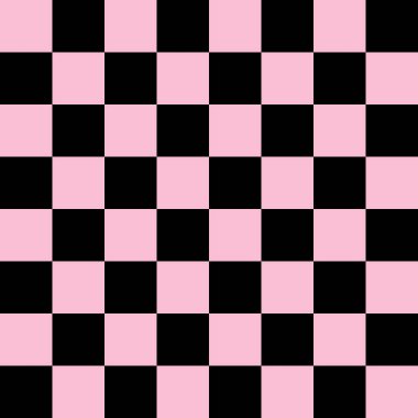 Dama tahtası 8 'e 8. Dama tahtasının siyah ve pembe renkleri. Satranç tahtası, dama tahtası dokusu. Kare deseni. Geçmişi. Tekrarlanabilir doku.