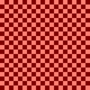 İki renkli dama tahtası. Dama tahtasının kestane rengi ve somon balığı. Satranç tahtası, dama tahtası dokusu. Kare deseni. Geçmişi. Tekrarlanabilir doku.