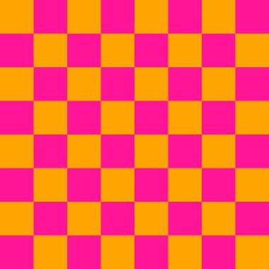 Dama tahtası 8 'e 8. Dama tahtasının koyu pembe ve turuncu renkleri. Satranç tahtası, dama tahtası dokusu. Kare deseni. Geçmişi. Tekrarlanabilir doku.