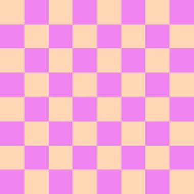 Dama tahtası 8 'e 8. Violet ve kayısı renginde dama tahtası. Satranç tahtası, dama tahtası dokusu. Kare deseni. Geçmişi. Tekrarlanabilir doku.